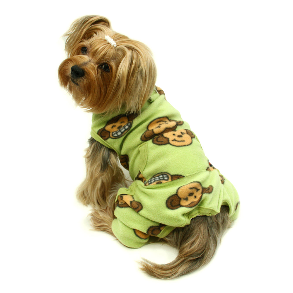 Silly Monkey Front Sleeveless Fleec Pajamas - Lime - M