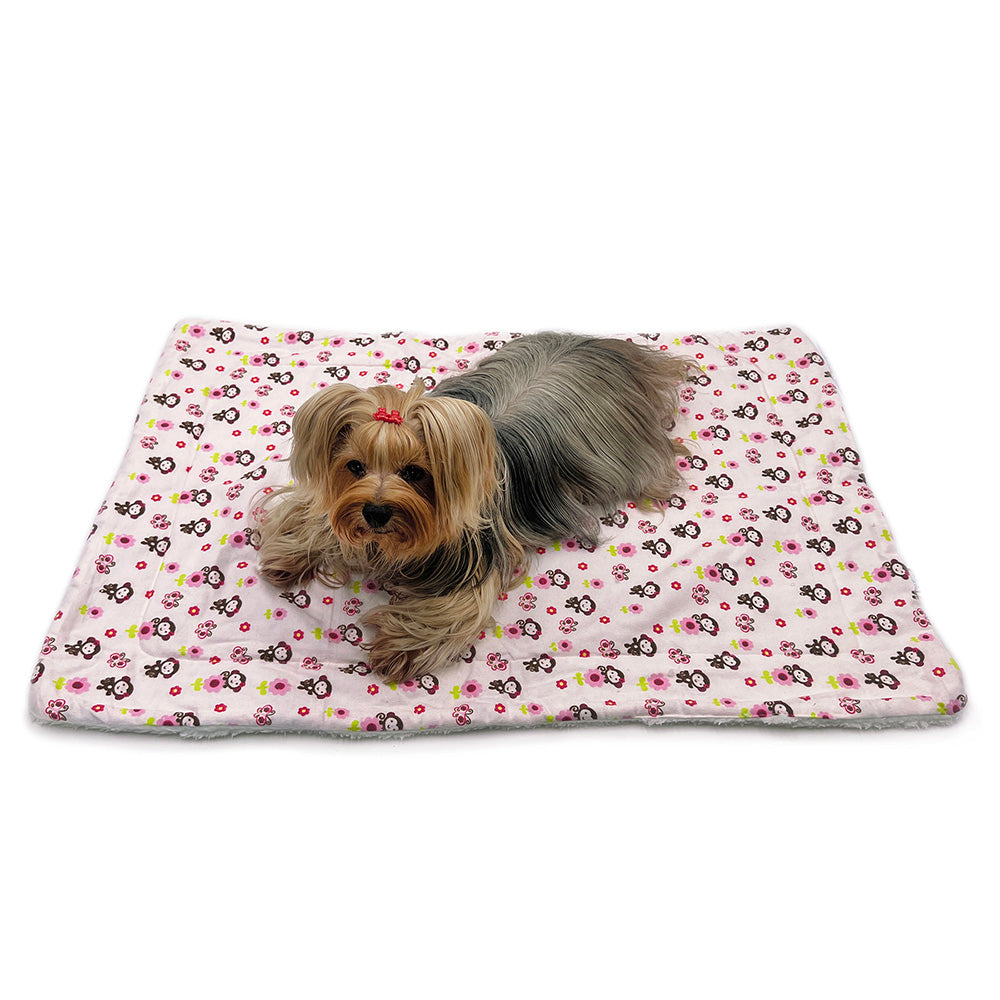 Girly Monkey Flannel/Plush Blanket - L