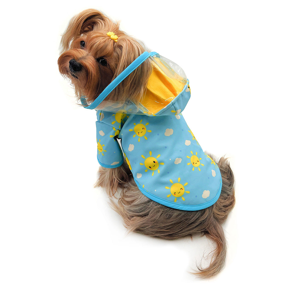 Clear View Happy Sunshine Raincoat with Fleece Lining and Detachable Hood - M