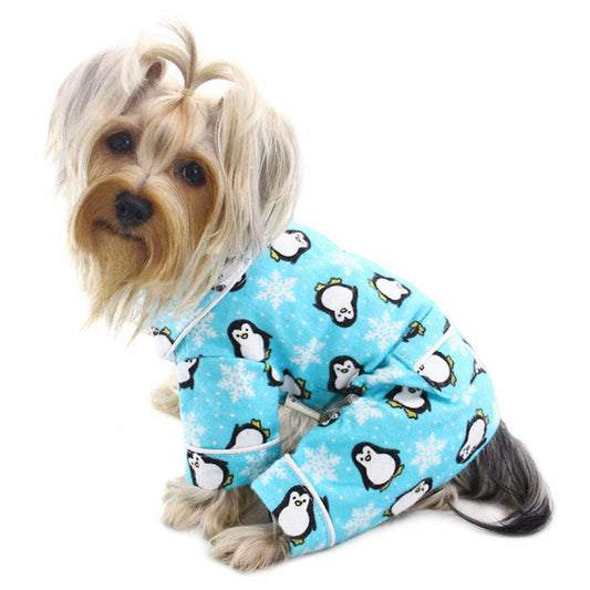 Penguins & Snowflake Flannel PJ with 2 Pockets (Turquoise) - M