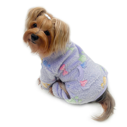 Ultra Plush Colorful Bones/Paws Turtleneck Pajamas - M
