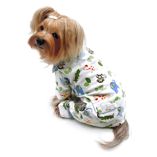 Zoo Animals Flannel Pajamas with 2 Pockets - M