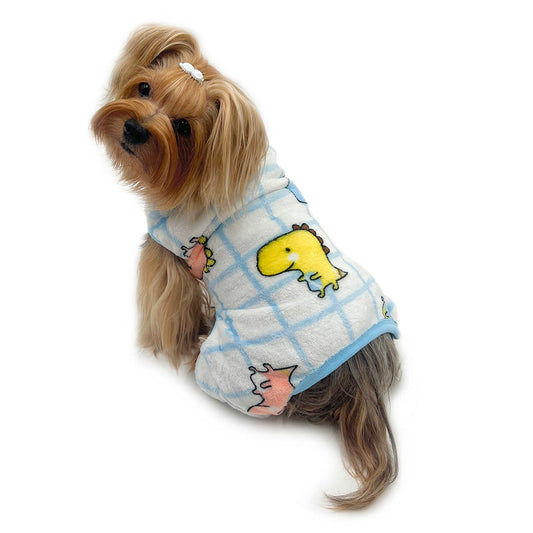 Ultra Plush Colorful Dinosaurs Front Sleeveless Pajamas - M