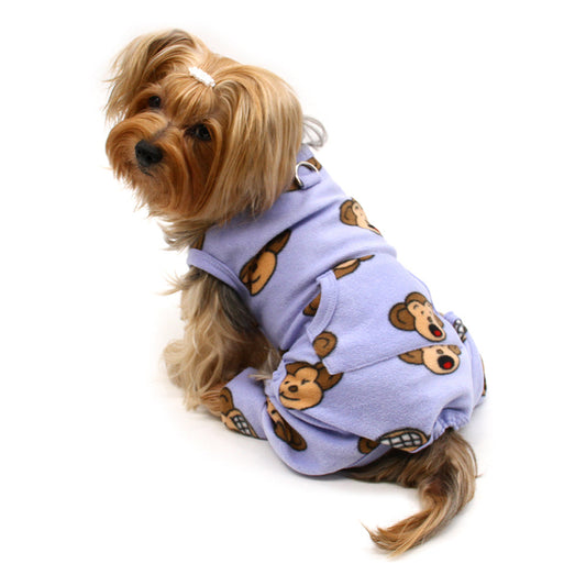 Silly Monkey Front Sleeveless Fleec Pajamas - Lavender - M