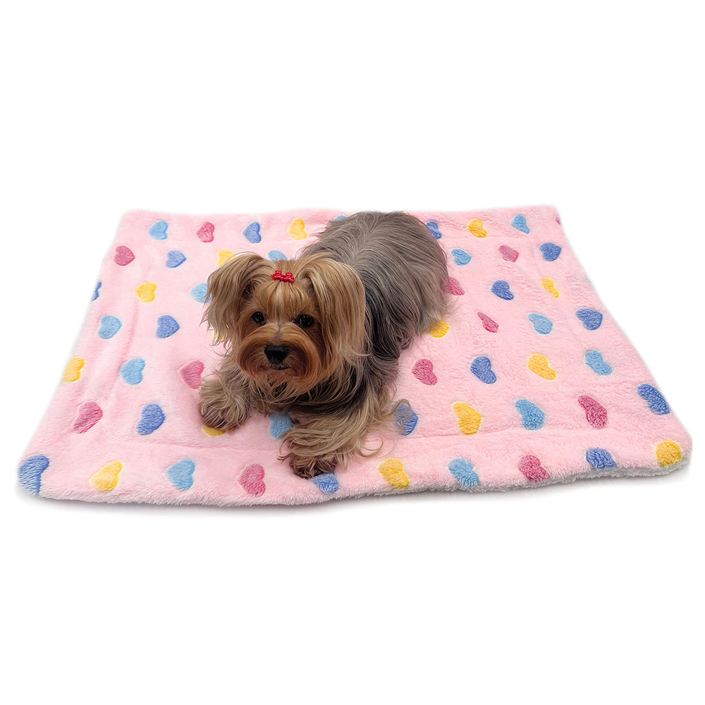 Ultra Plush Colorful Hearts Blanket - Pink - S