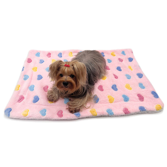 Ultra Plush Colorful Hearts Blanket - Pink - S