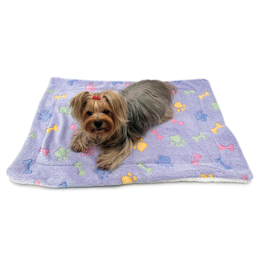 Ultra Plush Colorful Bones/Paws Blanket - L