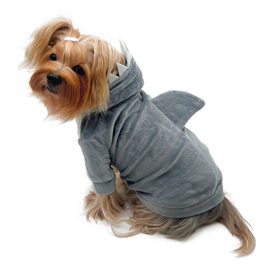 Ultra Plush Shark Hoodie with Fin & Teeth - M